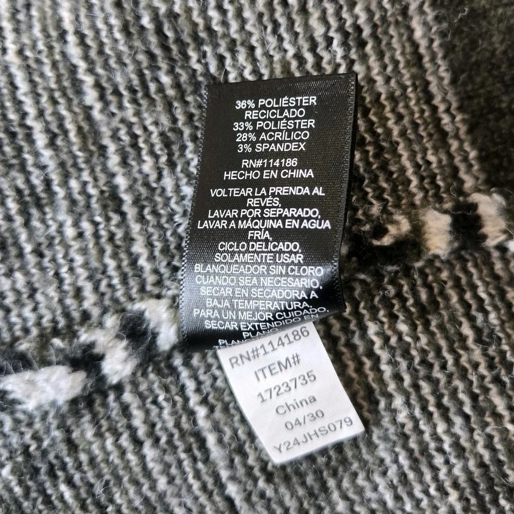 Frye Open Front Cardigan Sweater Aztec Southwestern Green Black Women's Large‎ L - Picture 6 of 9